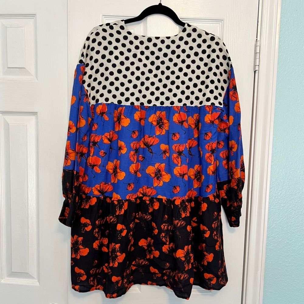 Anthropologie Dhruv Kapoor Mini Dress Blue Black Orange Made in India - Picture 10 of 12